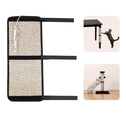 Table Leg Protector Scratching Post Replacement Sisal Scratching Pad Mat Protecting with Hanging Fish Toy Infused with Catnip Boho Fishbone