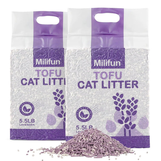 Tofu Cat Litter Dust-Free Kitty Litter Fast Drying Ultra Absorbent Clumping Cat Litter Pellets Lavender Cat Tofu Litter Odor Control Less Scattering Dust-Free Mixed Tofu Cat Litter.